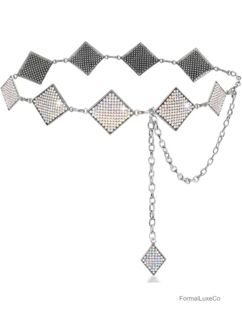 Bling Rhinestone Concho Chain Belt for Women Sparkly Crystal Waist Belt